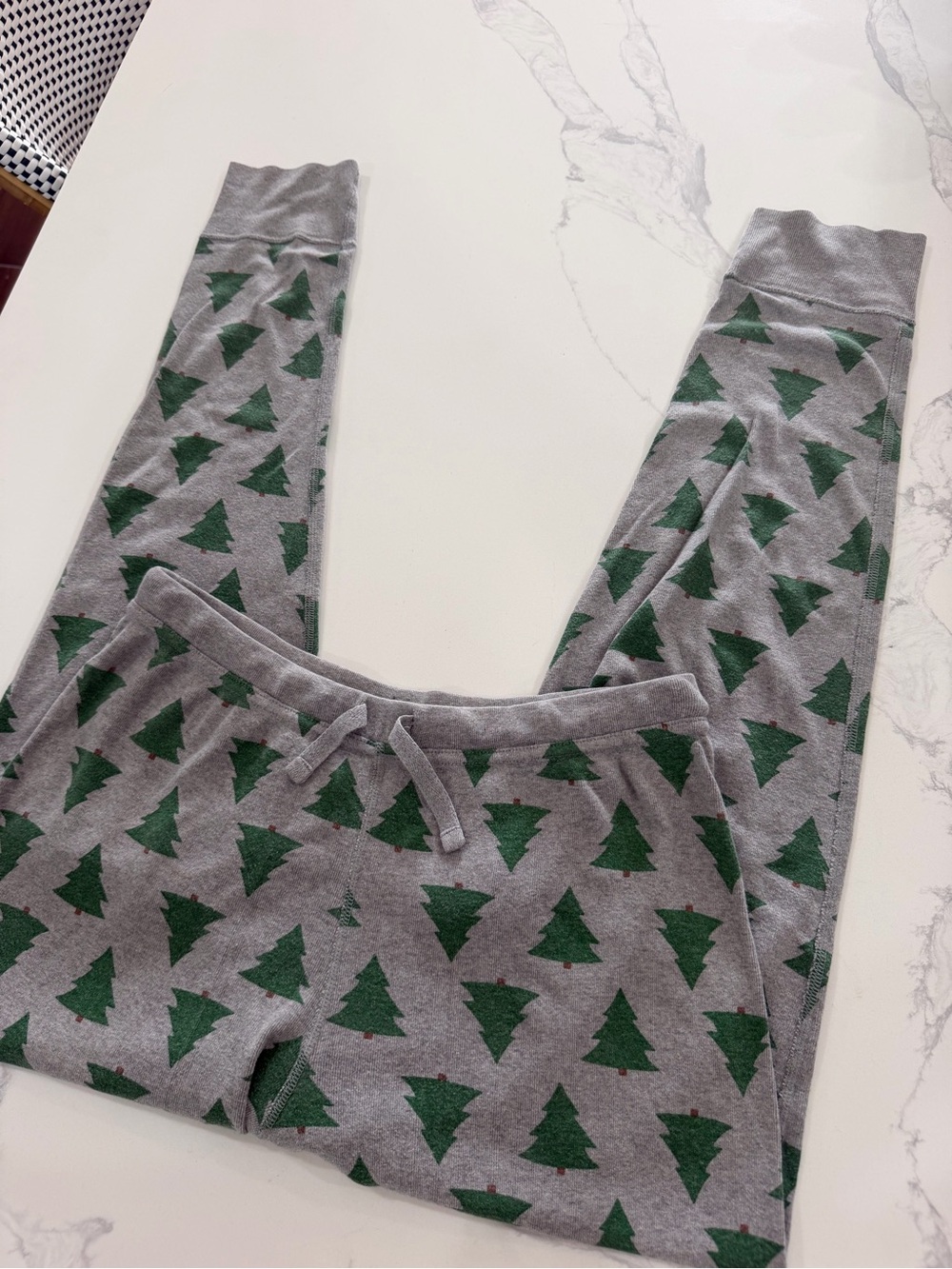 Hanna Andersson Organic Cotton Pajama Pants Grey/Green Trees Adult Size M